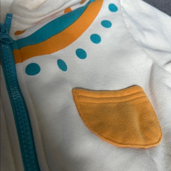 Doodle Pants Cream Hoodie with Orange and Blue Highlights - Picture 5 of 6
